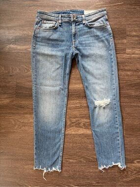 Rag & Bone Dre Low-Rise Slim Boyfriend Jeans Size 27 | Distressed Raw Hem